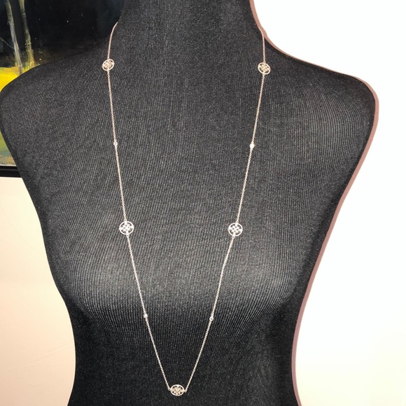 Sterling Silver and White Sapphire Necklace - Picture 6 of 9